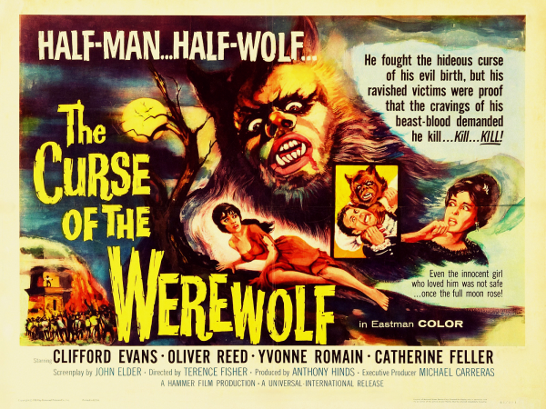  Movie Poster, Tickle And Smash, Horror, Hammer Films. Cinema, Classic, Universal Horror, Evil, Werewolf, Lycathropy